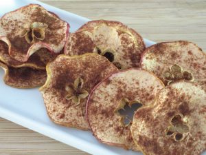 apple chips sprinkled with cinnamon