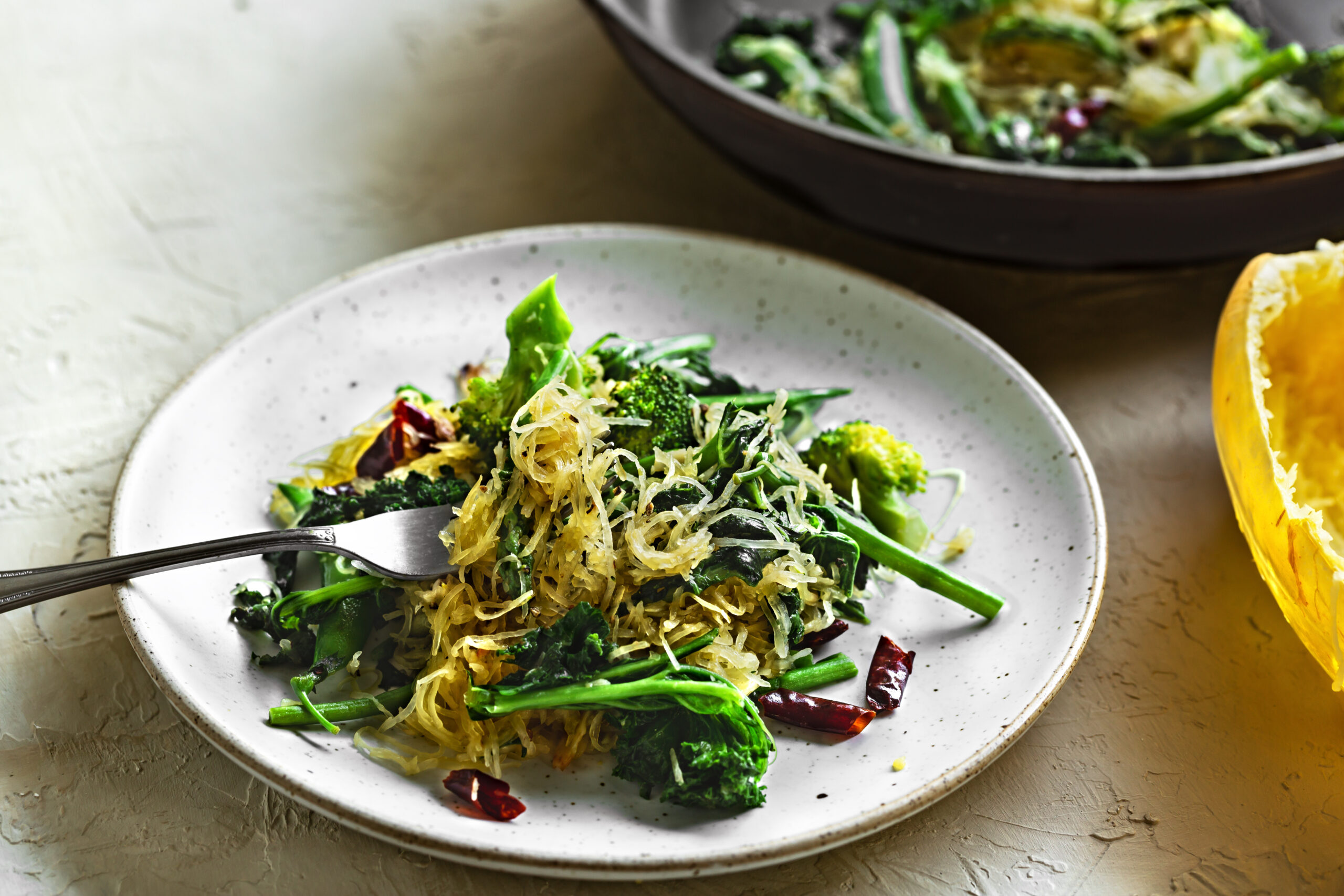 Brussel Sprouts, Broccoli and Kale with Spaghetti Squash | Healthy Recipe