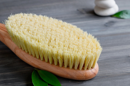 close-up of dry skin brush