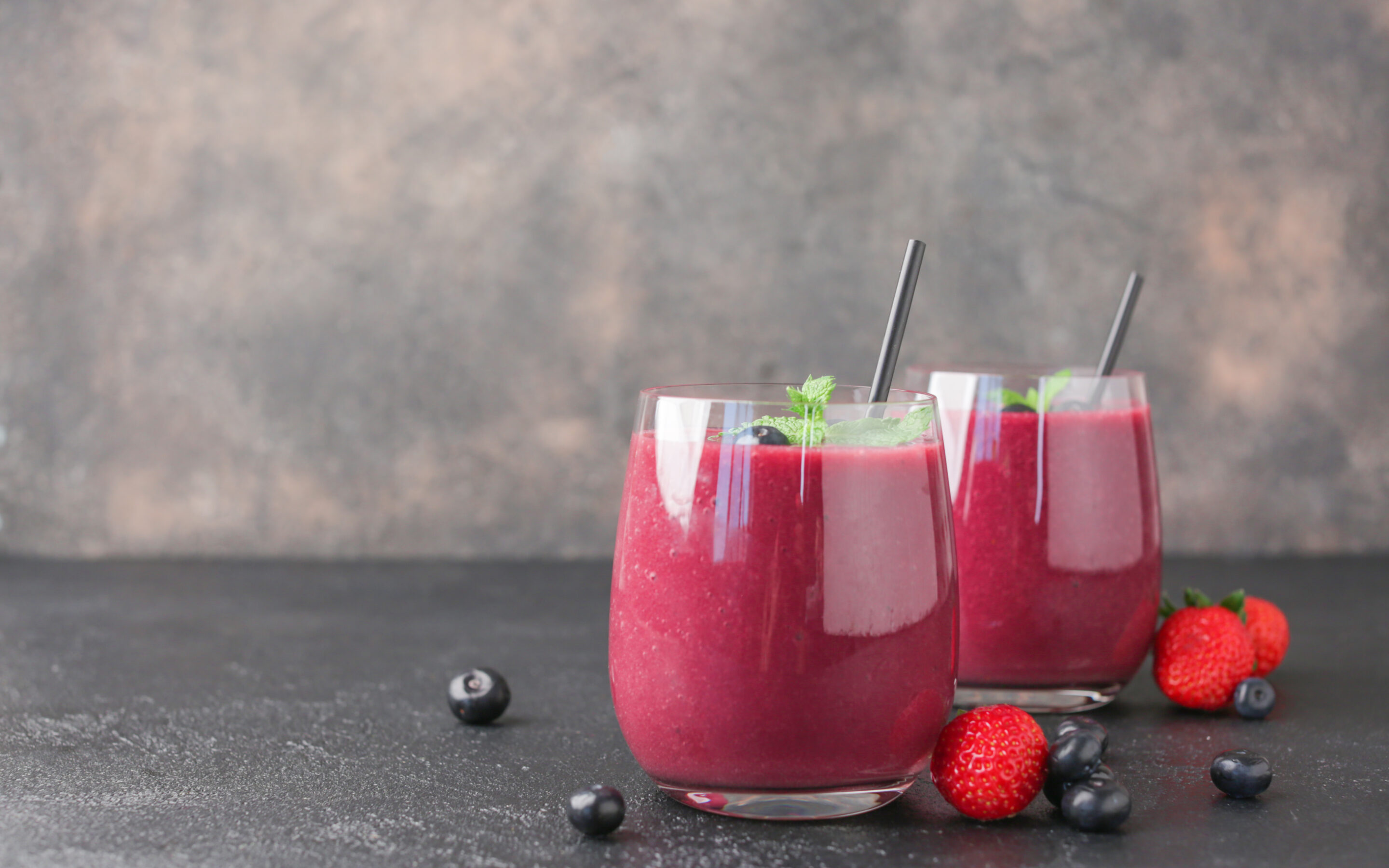 Two glasses of Berry Blast Smoothie