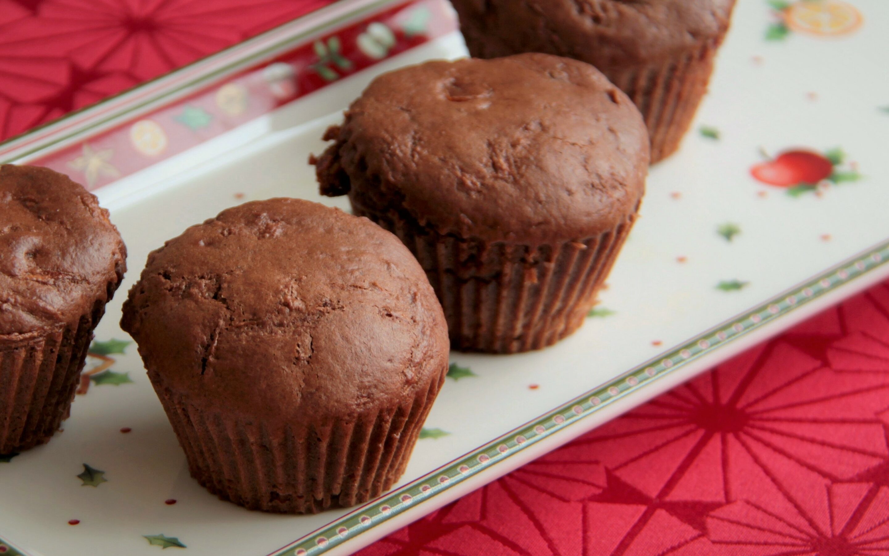 Gingerbread muffins on a holiday plate